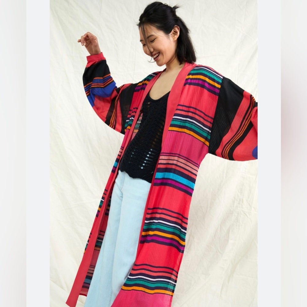 NWOT Anthropologie Striped pink cover-up kimono